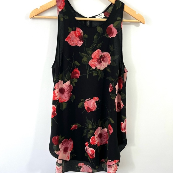 Wilfred Floral Sleeveless Top - Black and Pink - Picture 1 of 5